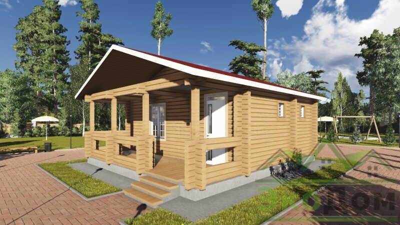 Проект бани из профилированного бруса "Можайск" Б-32 от компании ЭкоДом-Кострома
