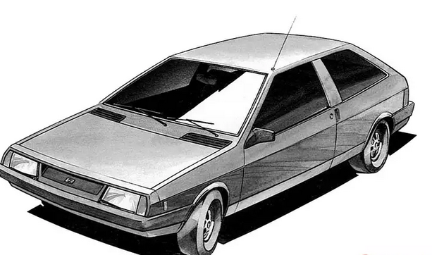 Эскиз В.И.Пашко, определивший окончательную плас­тику кузова будущей «восьмерки», 1978 год