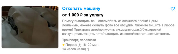 Скриншот объявления с сайта "Авито"