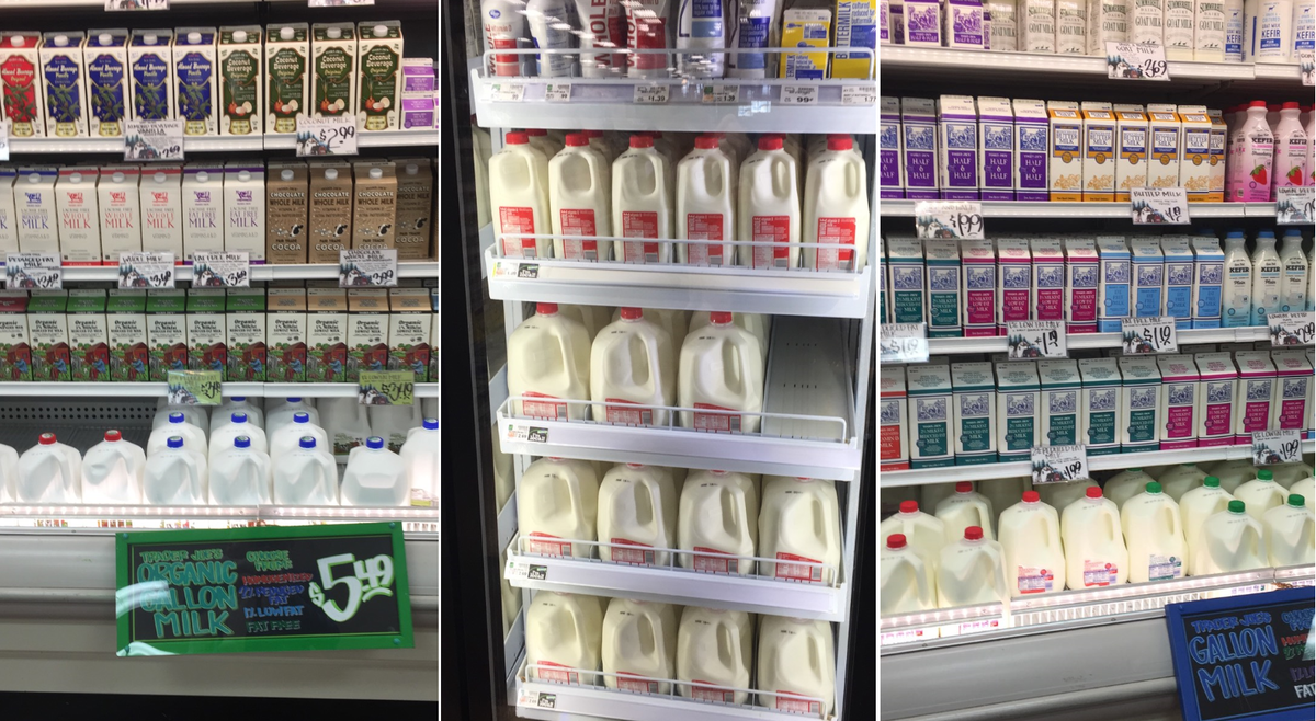Витрины с молоком США