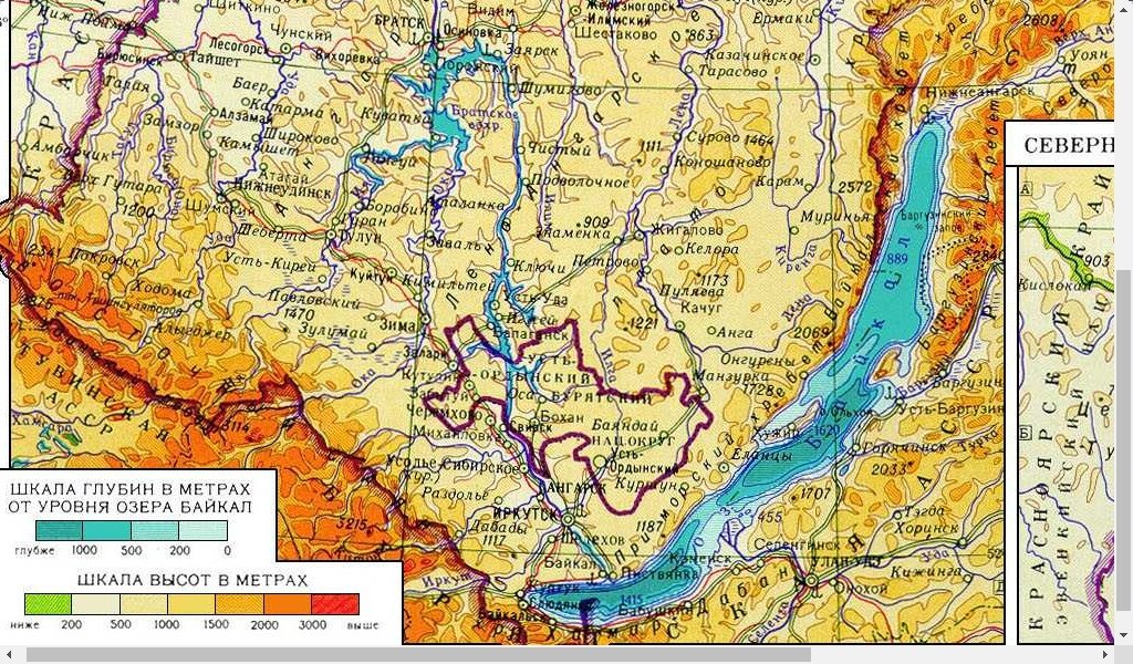 Карта реки бирюса