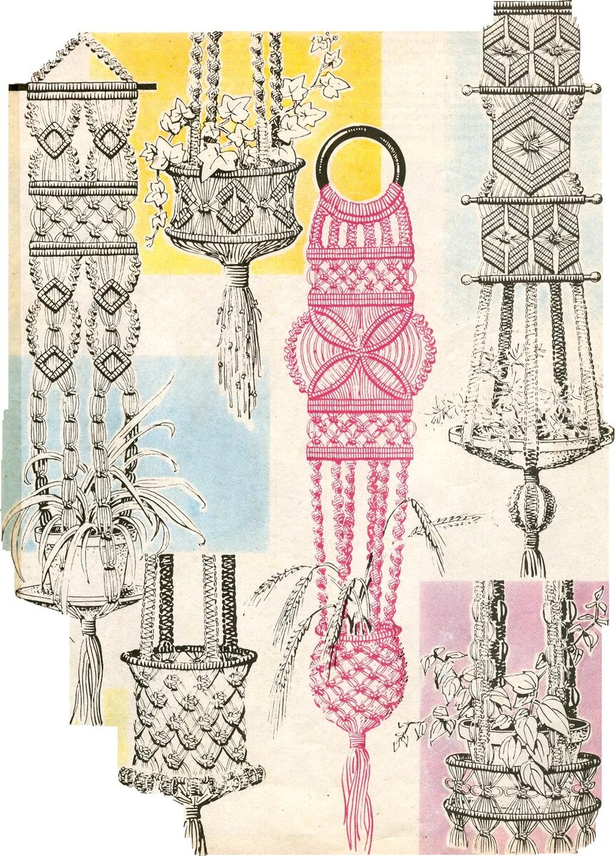 Работы, выполненные в технике макраме. 