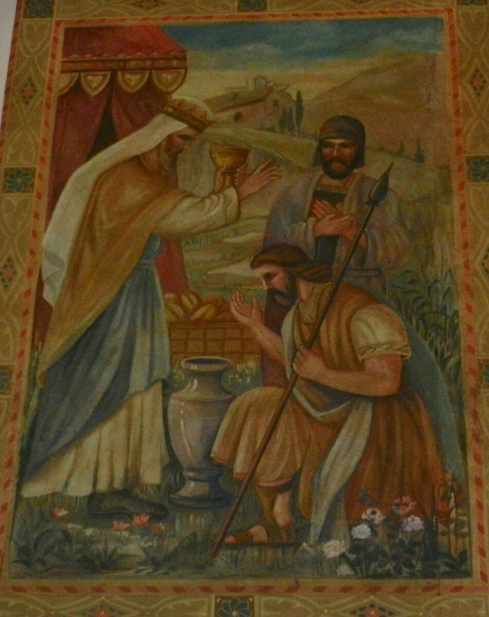 Фреска.  Мелхиседек благословляет Авраама