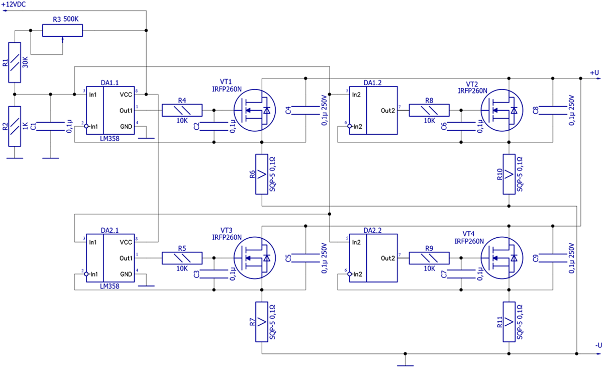 Усилитель на igbt транзисторах схема