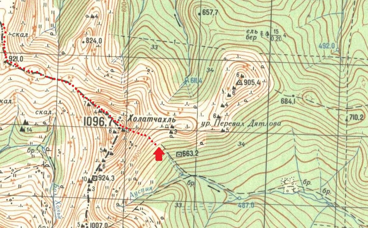 Перевал дятлова топографическая карта