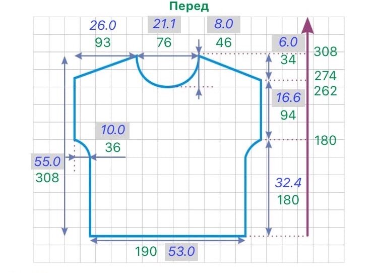 Футболка связать спицами схема рисунка и выкройка