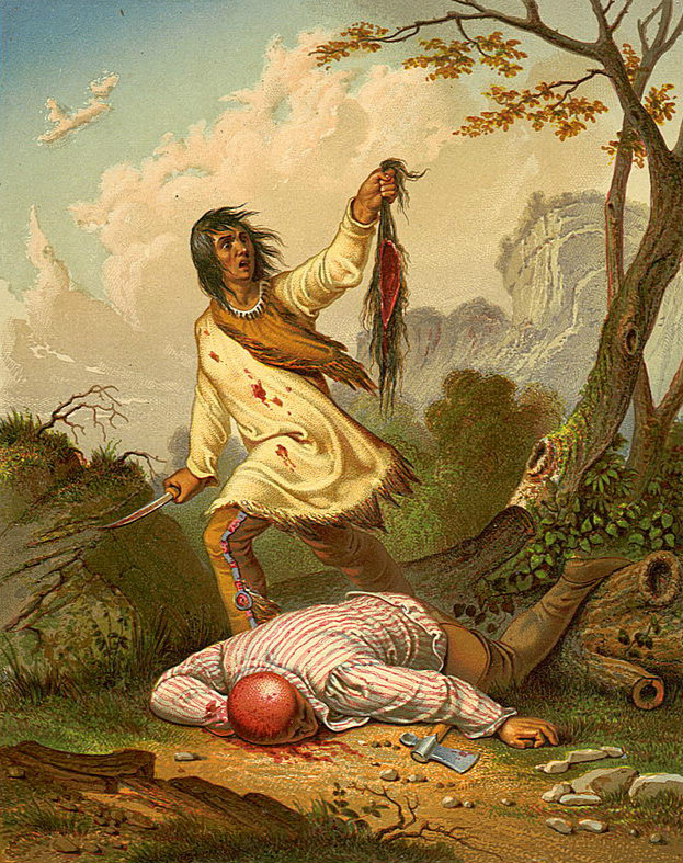 Литографическое изображение скальпинга, 1850-й год. Фото: https://scavengeology.com/