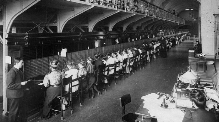 Телефонная линия Москва — Петербург, 1899 год. Фото: Википедия