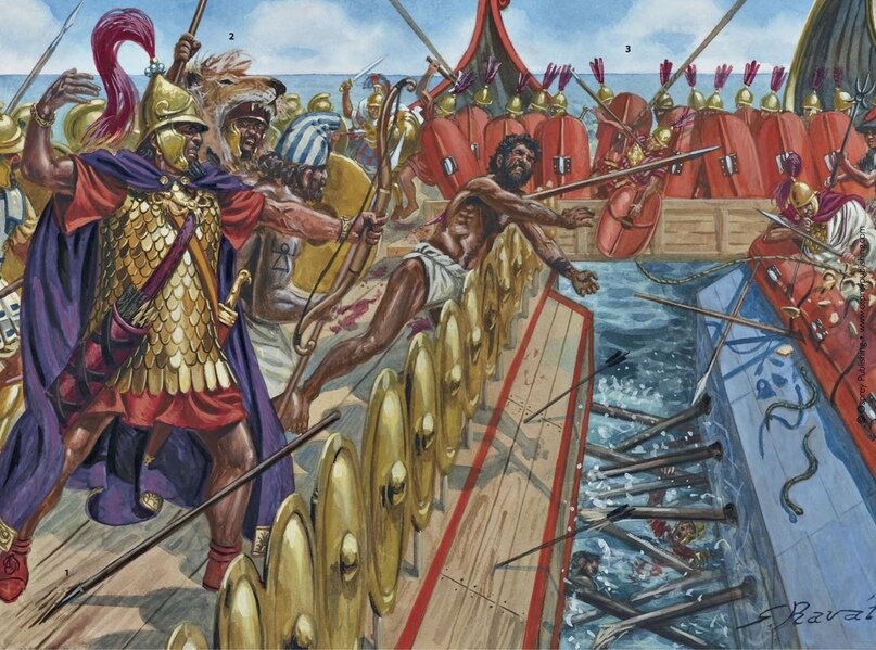 Перекидной мостик-ворон позволил римлянам превратить морские сражения в сухопутные.