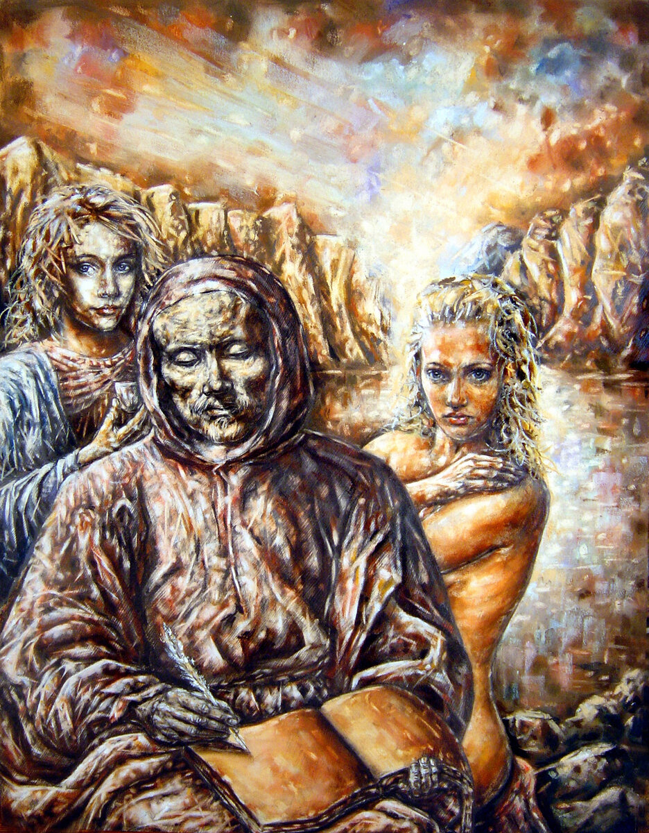 Игорь Парсаданов - Trio (Монах Франсиско) картон, пастель 2004 год.