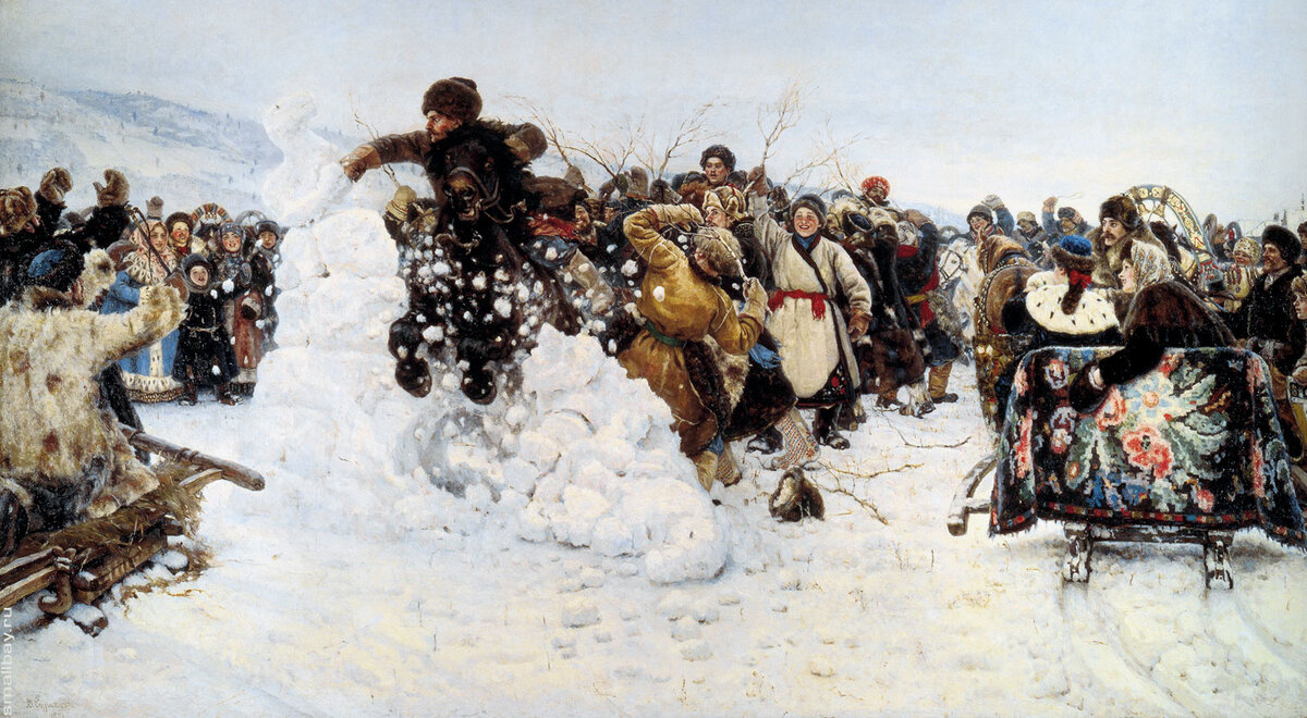 Картина В. И. Сурикова "Взятие снежного городка". Фото из Интернета.