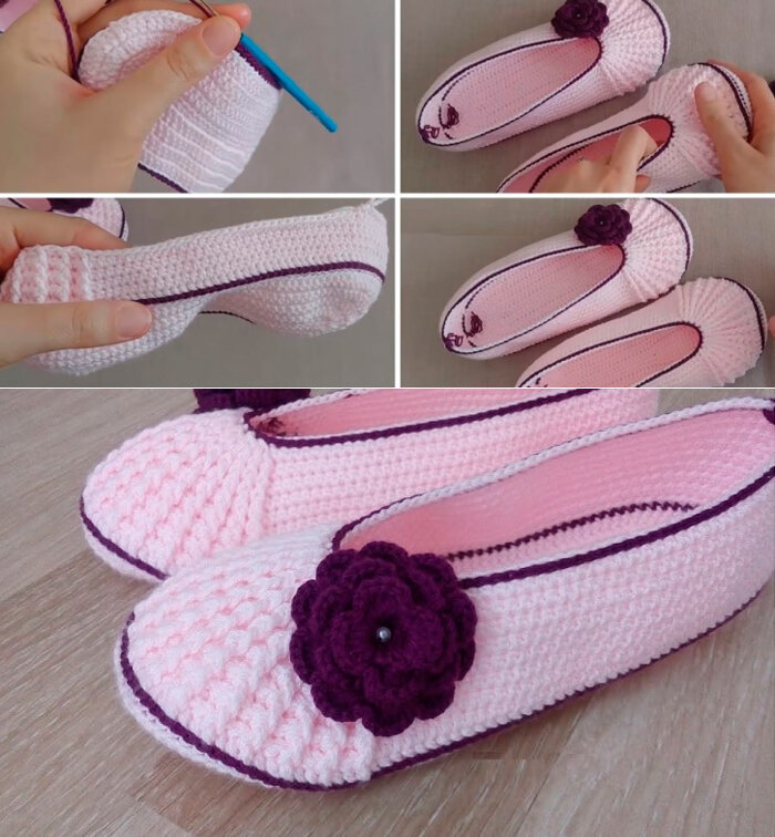 How to crochet slippers - мастер класс ДОМАШНИЕ тапочки