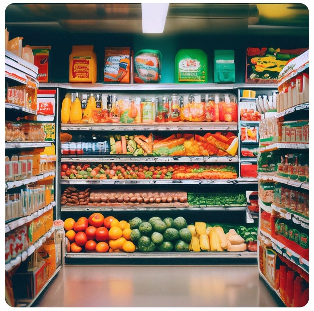 картинка создана искусственным интеллектом по запросу "продуктовый магазин"