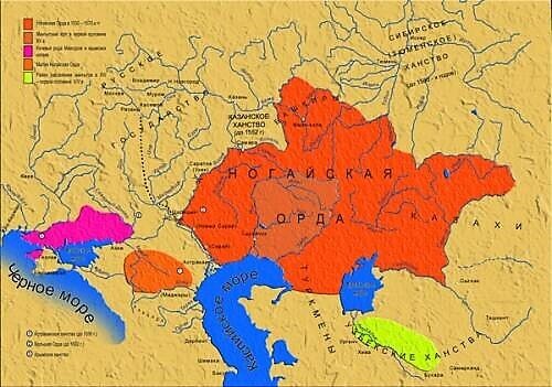 
Владения Ногайской Орды в начале XVI века. Источник: ru.wikipedia.org