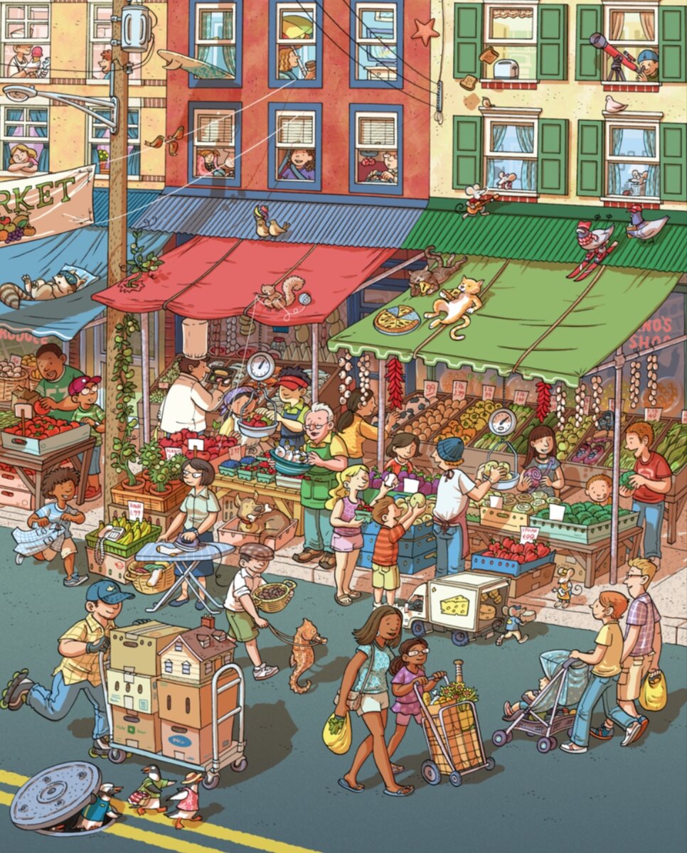 Сможете найти на этом изображении телефон? А автомобильный руль? Сложно, но вполне возможно. А если мы ищем, не зная конкретный объект поиска, то вообще почти невозможно. Например: найдите здесь что-то, что может быть причиной головокружения. Серьезно! Не шучу!