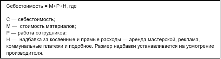 Рис. 1 Позаказный способ расчета себестоимости товара 