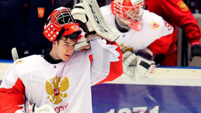  Вратарь юниорской сборной России по хоккею Ярослав Аскаров / Фото: © ФХР