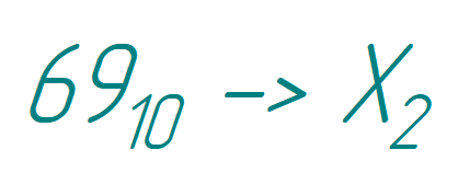 Переведем число 69 в двоичную систему.