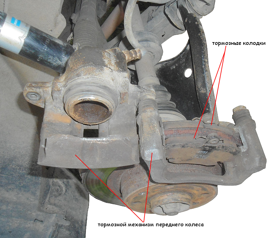 При резком торможении щелкает спереди. Скобы для тормозных колодок от вибрации. Щёлкает при торможении спереди. Постукивание при трогании с места. Стуки спереди при трогании