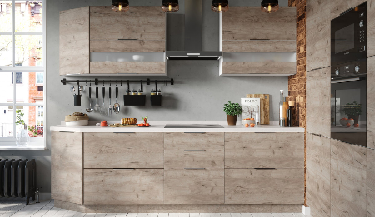 Модульная кухня Равенна Тренд Крафт серый