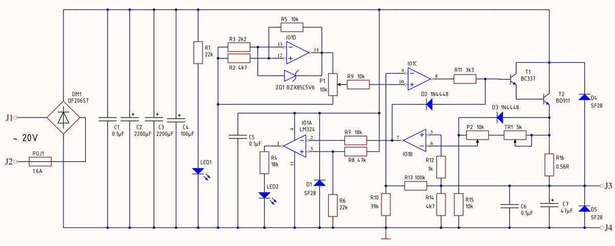 Операционный усилитель LM324. Описание, схема включения, datasheet