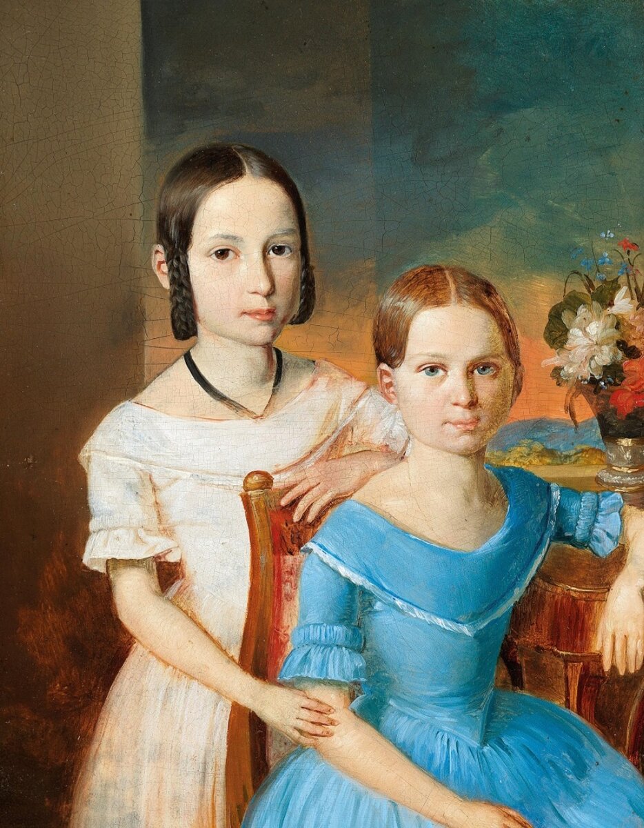 "Сёстры на фоне пейзажа" худ. Л. Фертбауэр