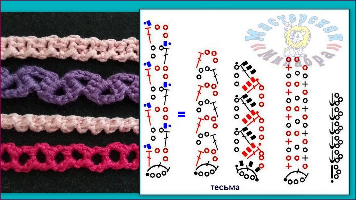 Тесьма крючком: схемы и описание процесса вязания разнообразных узоров своими руками