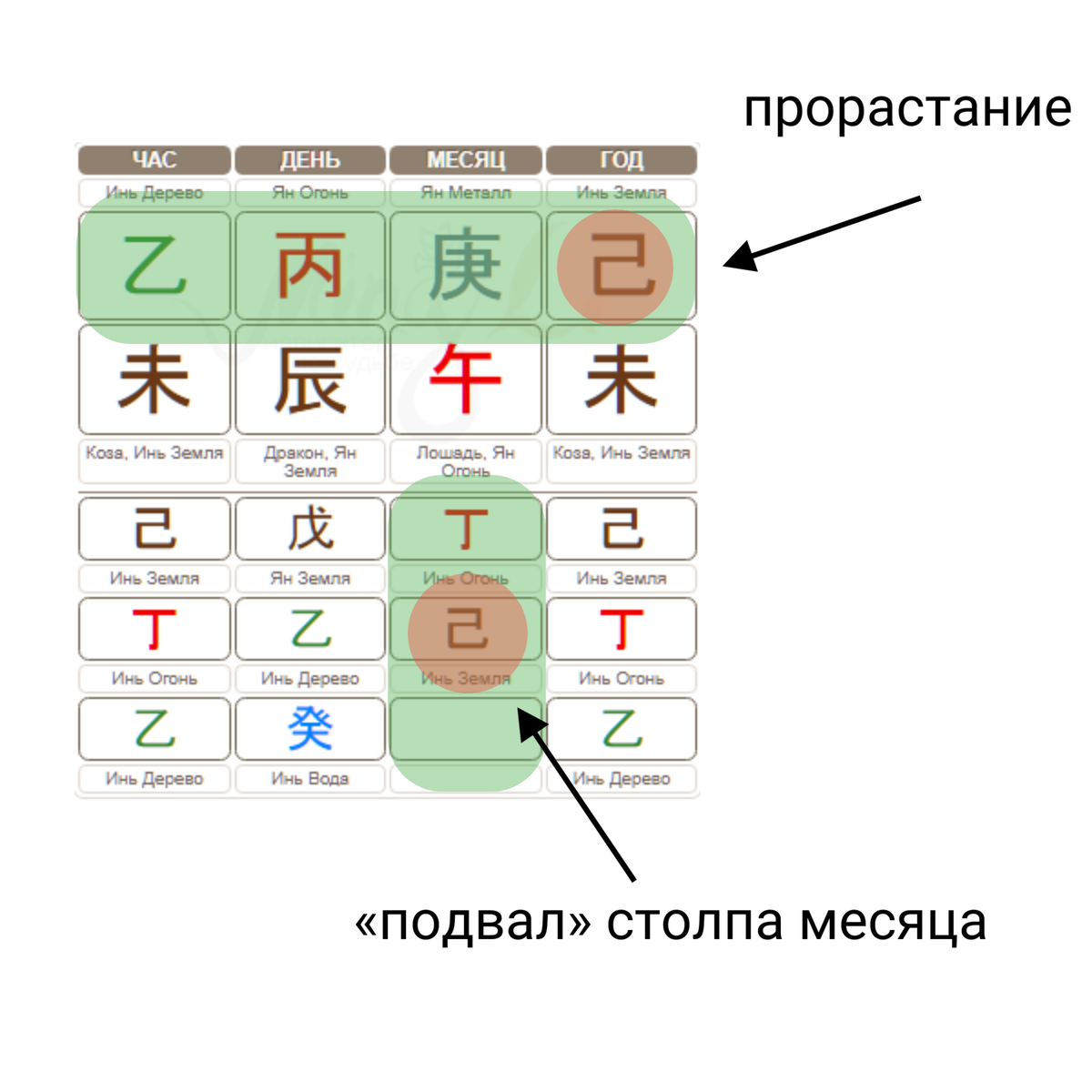 На примере произошло прорастание земли инь.