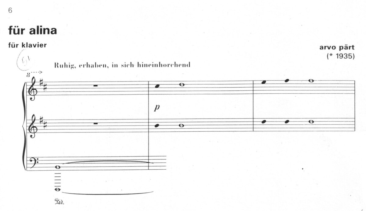 Für Alina, Arvo Pärt      