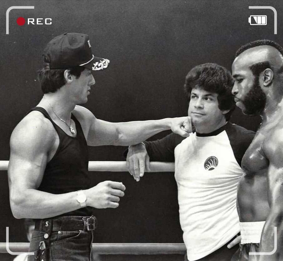 Слай примеряет на ассистенте левый джеб (Rocky III, 1982 г.)