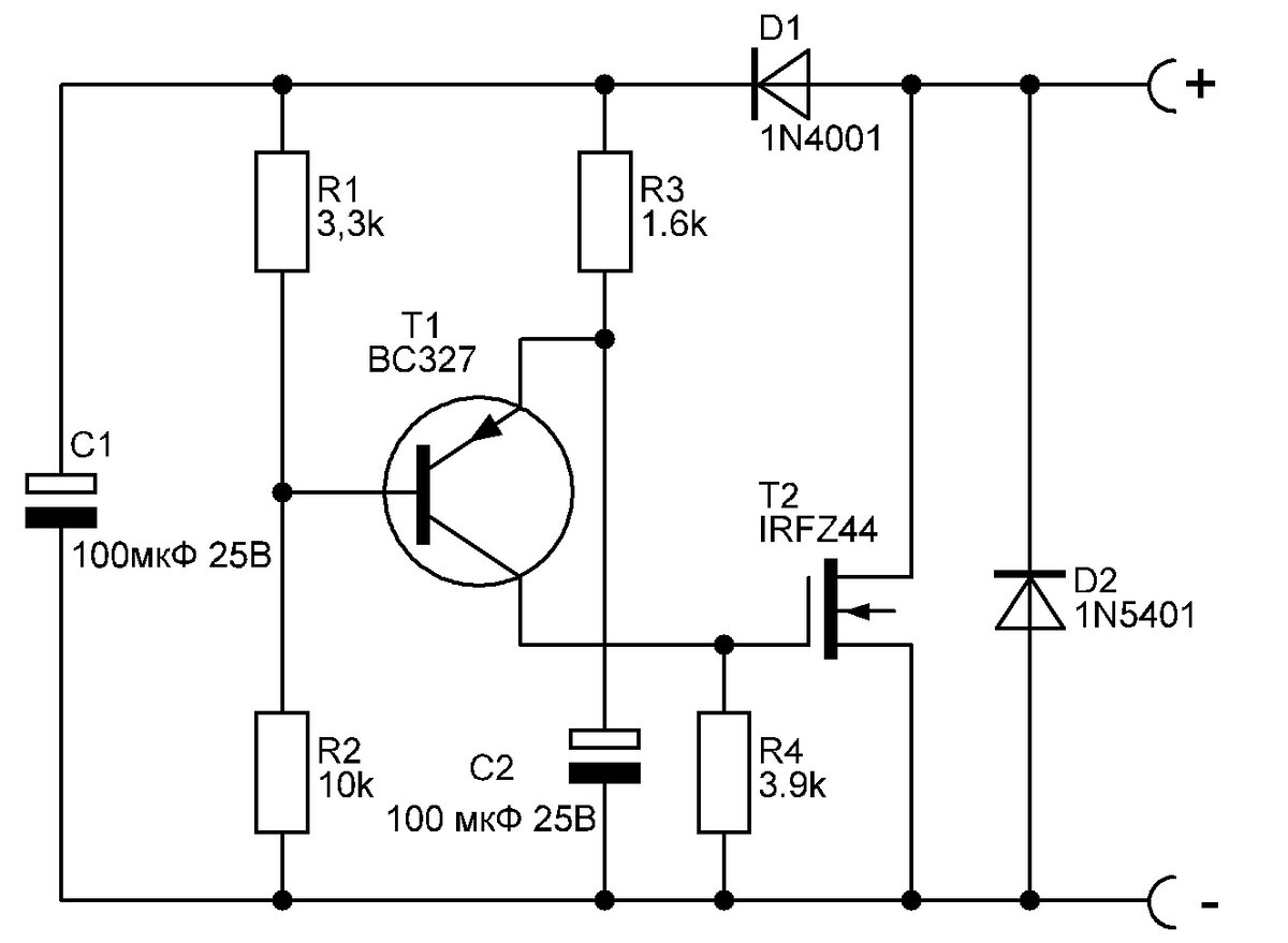 Прерыватель на транзисторе схема