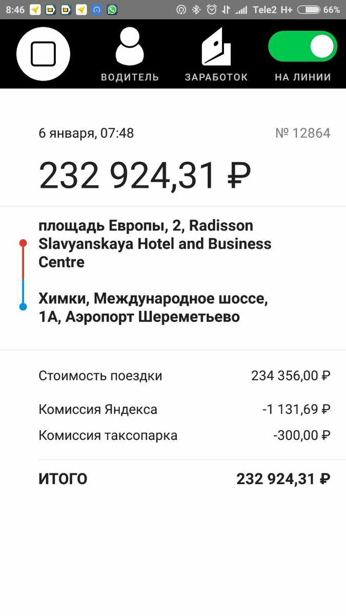 зарплата яндекс такси в месяц