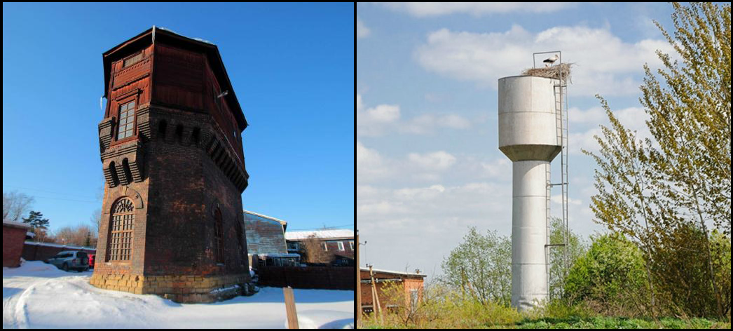 башня времён империи и типовая советская