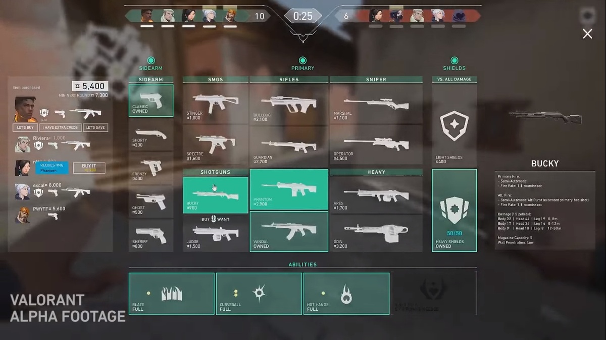 Меню закупки перед раундом