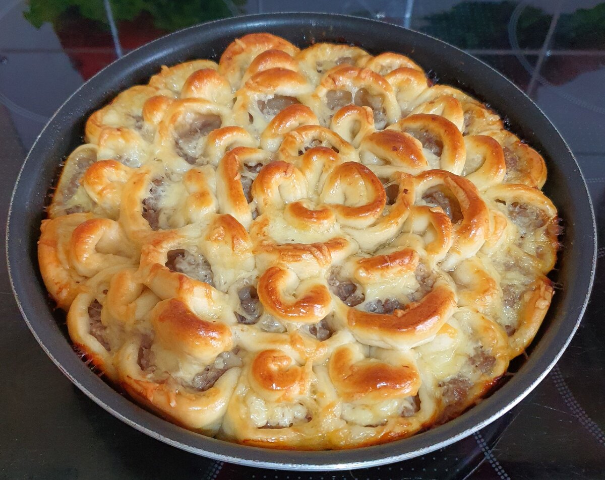 Мясной пирог хризантема - пошаговый рецепт с фото