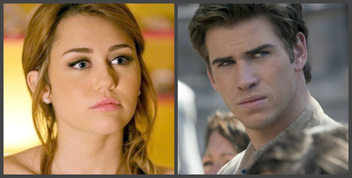 Майли Сайрус в фильме "Агент под прикрытием" (2012) и Лиам Хемсворт в фильме "Голодные игры: И вспыхнет пламя" (2013). Коллаж (фото для иллюстрации, источник: kinopoisk.ru)