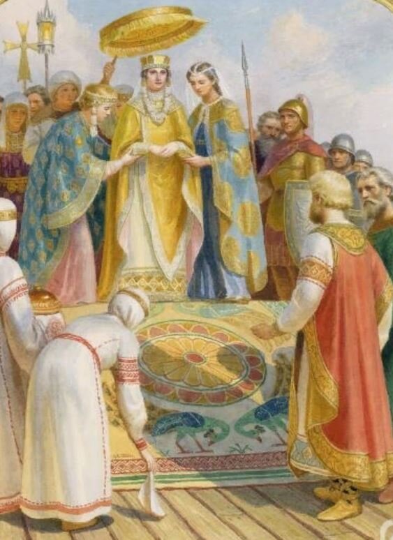 "Князь Владимир. Встреча византийской принцессы Анны". Картина Сергея Ефошкина, XX век. 
