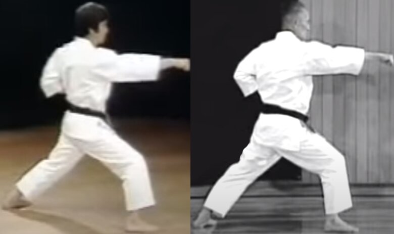 Рисунок 2 – Слева каратэ шотокан, справа каратэ вадо-рю, одна стойка, один удар, но разное «кама́э»
