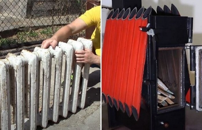 Как сделать эффективную печь для обогрева гаража из старых батарей