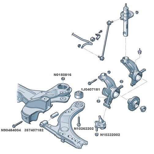 Схема передней подвески Polo Sedan