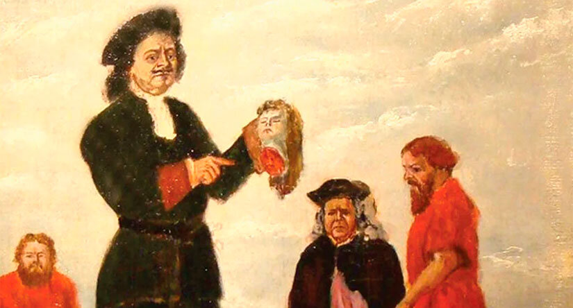 Петр показывает голову казненной Марии Гамильтон