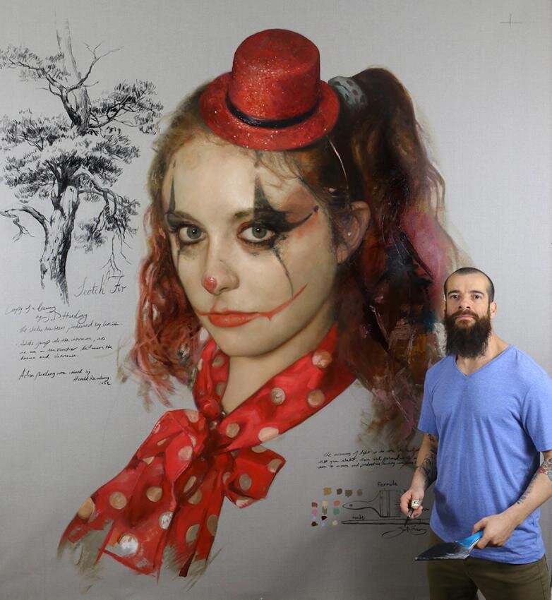 Сизар Сантос.
"Страница 6 (Квинси)"
Картина: масло, уголь на холсте. 213*182 см.    