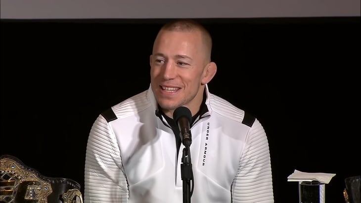 Жорж попрощался на трогательно пресс-конференции в Монреале. Журналист ESPN  рассказывает, что перед общением с журналистами он позвонил всем с кем работал, общался и даже с кем давно не общался и поблагодарил всех. Жорж поблагодарил семью, тренеров, менеджеров, фанатов и руководство UFC за все эти успешные годы. Жорж рассказал о причинах ухода, кумирах детства, памятных моментах и, конечно же, о Хабибе. Пьер сказал, что очень хотел бы подраться с дагестанским чемпионом, но у ufc другие планы на этот счет. 