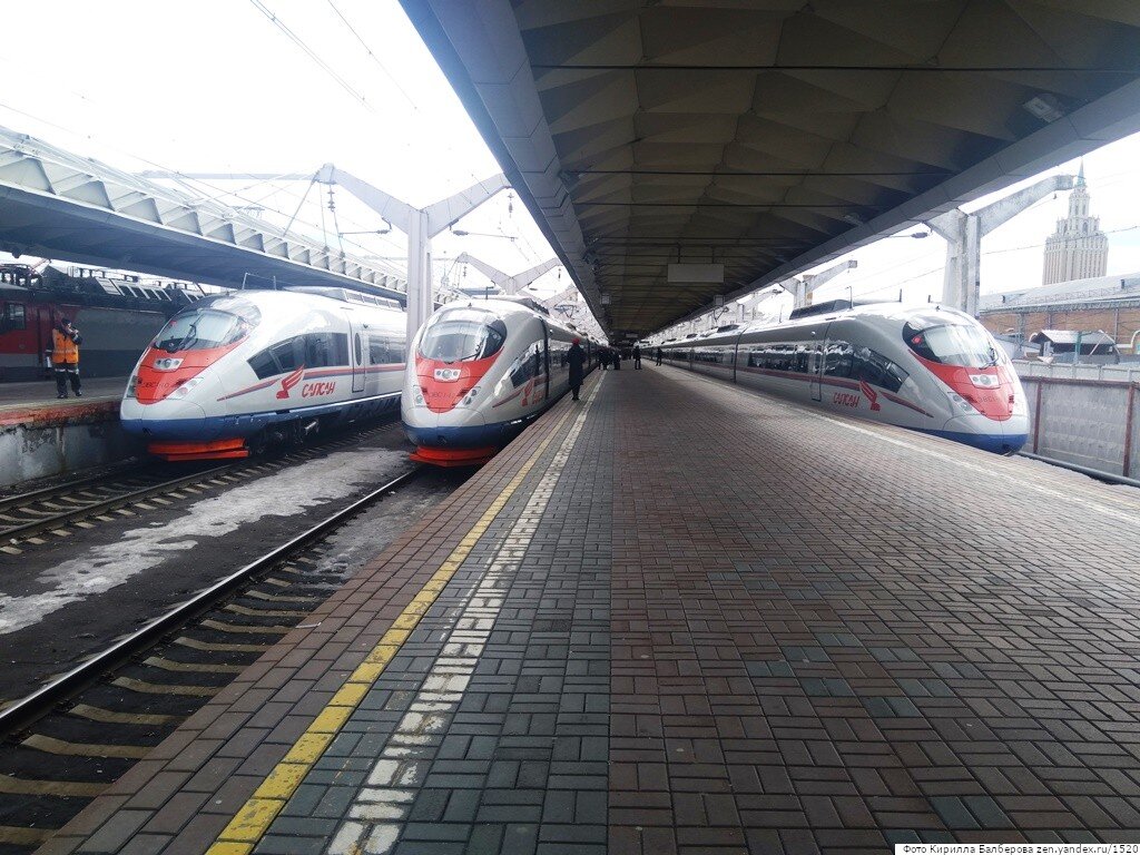 «Сапсаны» на Ленинградском вокзале Москвы. Фото: Кирилл Балберов