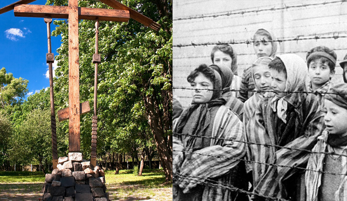 Источники фото:  www.bigvorona.ru (поклонный крест)                                 http://www.globalirishman.com (узники Бухенвальда)