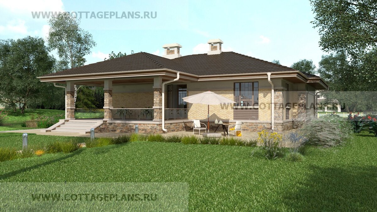 2-й и 3-й фасады дома. Источник фото: https://www.cottageplans.ru