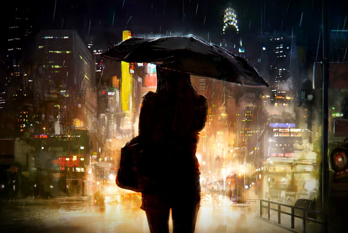 Город под дождем. Девушка под дождем. Дождь арт. Ночной город под дождем. Away from home 2