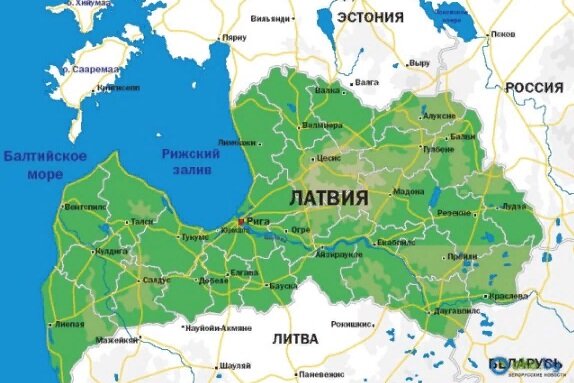 Административная карта Латвии. (корлекс72лайвжурнал.ком)
