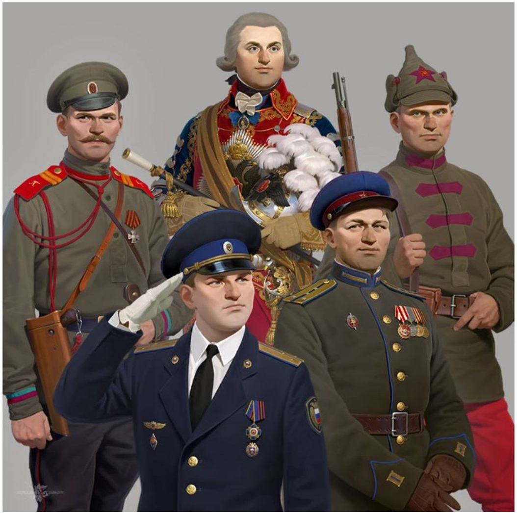 Через несколько веков. Nicholas Zubkoff. Русские солдаты разных эпох. Военная форма. Советская Военная форма.