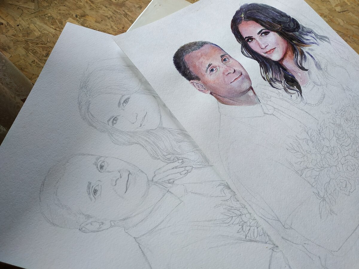 Портрет  на заказ. Акварель.